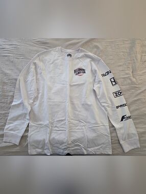 Billionaire Boys Club White Long Sleeve Tee with Black Sleeve Graphics